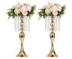 Lot de 2 bougeoirs Lanlong en acrylique imitation cristal Doré / argenté pour décoration de mariage, Métal, doré, 21.2