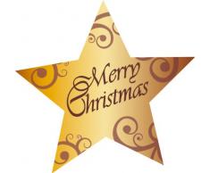 SIGEL CS112 Rouleau de 200 stickers de Noël, autocollants, étoiles dorées