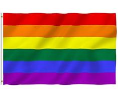 Hemore Drapeau de l'arc-en-Ciel 5x3ft / 150x90cm Drapeaux Drapeau Gay et lesbien Drapeau LGBT