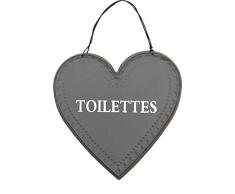 chemin_de_campagne Plaque de Porte Toilettes Fer Style Ancien Gris Cœur 13 cm