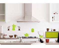 ufengke® Vaisselle de Cuisine Personnalisé Stickers Muraux, Théière Tasses Bols et Thermos Salle de Séjour Chambre à Coucher Salle à Manger Autocollants Amovibles