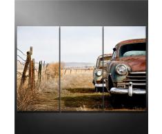 Toile murale Art Photo vintage des véhicules abandonnés et rongés par la rouille dans le Wyoming rural, 3 pi&egrave