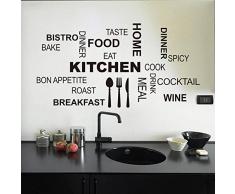 Asenart - Autocollants muraux amovibles PVC en vinyle, citations pour décor de cuisine, Taille 30,5 x 58,4 cm