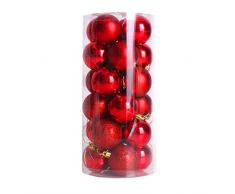CHIC-CHIC 24pcs Boules de noël pour décoration de Noël - 4cm- mats et brillantes Sapin - Arbre de Noël (Rouge)
