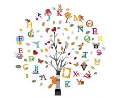 ufengke Stickers Muraux Arbre Alphabet Autocollant Mural Animaux Lettres pour Chambre Enfants Bébé Décoration Murale