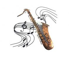 Nouveau tableau contemporain en métal ou sculpture en métal - Saxophone, musique, tourbillon