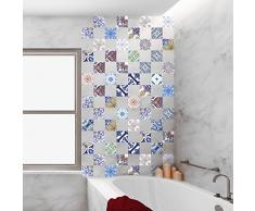60 Stickers adhésifs carrelages | Sticker Autocollant Carrelage - Mosaïque carrelage mural salle de bain et cuisine | Carrelage adhésif - multicouleur élégant - 10 x 10 cm - 60 pièces