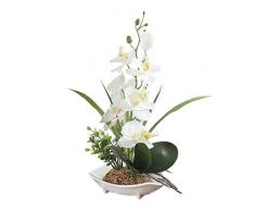 True Orchidée Artificielle Arrangements Floraux de Vacances avec Blanc Vase en Porcelaine, Artificiel bonsaï Décoration de Table, Plastique, Fleurs, Vivants et réalistes