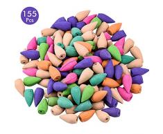WEKON 250g 155pcs Encens Cône pour Brûleur Encens, Reflux Cônes dencens, Bullet Encens Mixtes, Lavande, Rose, Santal, Calambac, Thé Vert, Menthe
