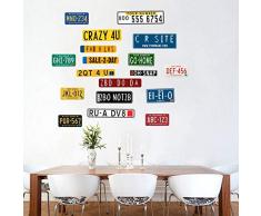 CVG Plaque dimmatriculation américaine Stickers muraux pour Salon Chambre Salle de Bains Chambre denfants décoration Murale Art décalcomanies Amovibles Murale