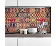 Stickers muraux Cuisine - Sticker Mural - Carreaux de Ciment adhésif Mural - Stickers Muraux azulejos - Sticker Carrelage adhesif Mural Salle de Bain 10 x 10 cm - 30 pièces Carreau de Ciment adhesif