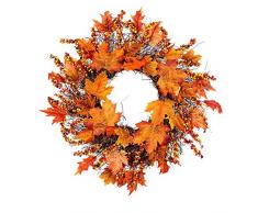 Yestter Couronne De Noël Artificielle De Noël Thanksgiving Automne Couleur Guirlande Fenêtre Restaurant Maison Maison Feuille Dérable Décoration Ornements De Vacances Pendentif Guirlande