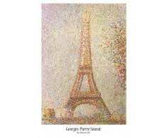 1art1® Poster + Suspension : Georges Seurat Poster (91x61 cm) La Tour Eiffel Et Kit De Fixation Transparent