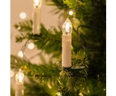 Lights4fun Guirlande Lumineuse de Noël avec 50 Bougies Crèmes LED Blanc Chaud à Pince pour Sapin
