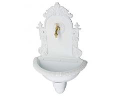 Fontaine Murale de Jardin avec Vasque - Style Antique - Aluminium - Motif grappe de Raisin - Blanc