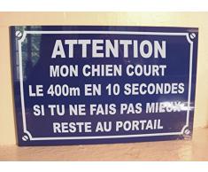 PLAQUE de RUE ATTENTION CHIEN 20 x 30 cm signalisation portail propriété privée chien méchant
