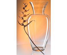 Vase géant du verre transparent et souffle a la bouche, XXXL étage vase di cristal clair avec la grande ouverture le diametre environ 23 cm, hauteur environ 60 cm, vase décoratif pour les fleurs à longues tiges ou decoracion,