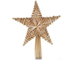 HEITMANN DECO Noël - Cime pour Sapin de Noël en Paille Naturelle 25 cm - Etoile de Paille - Décoration darbre de Noël en matériau Naturel