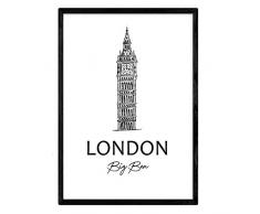 Nacnic Poster Londres - Big Ben. Feuilles avec Les Monuments des Villes. Format A3