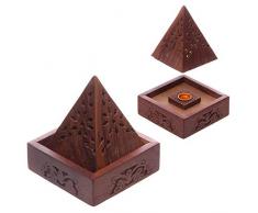 Puckator Boîte Cône dEncens Bois de Sheesham Pyramide avec Chantournée Marron 10 x 9 x 9 cm