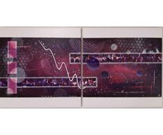 Tableau abstrait diptyque fait mainmessy galaxy