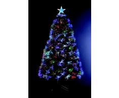 Sapin de Noël artificiel lumineux avec fibre optique + 170 LED MULTICOLORE + 8 Jeux de lumière - livré avec son pied - Hauteur 150 cm - Féérique !