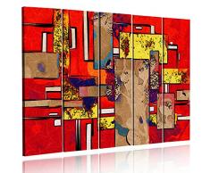 Feeby Frames Tableau sur Toile Abstrait 5 pièces Moderne Rouge 200x100 cm