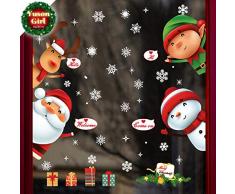 Autocollant De Noël Décoration,Yuson Girl en Verre Fenêtre Autocollant PVC Autocollant Statique Wall Sticker Fenêtre Fleur Santa Claus Snowflake Post