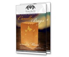 EinsSein 10x Sac à bougie papillon damour Maxi beige papetière lanterne photophore papier photophores lanternes lampion sacs a bougies lumineux decoratives volante mariage décoratif anniversaire fete