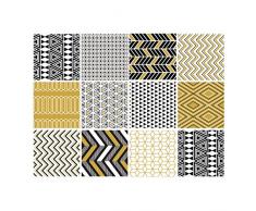 Planche de 12 Stickers Carrelage - Carreaux de Ciment - Azteque Moutarde - Dimensions dun Sticker : 20 x 20 cm