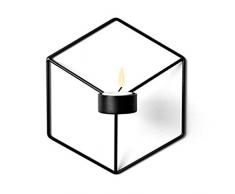 Toporchid Porte-Bougie Suspendu Porte-Bougie Nordique Style Bougie Bougeoir 3D Géométrique Fer Métal Applique Bougeoir (Noir)