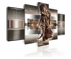 B&D XXL murando Impression sur Toile intissee 200x100 cm cm 5 Parties Tableau Tableaux Decoration Murale Photo Image Artistique Photographie Graphique Bouddha 020113-289