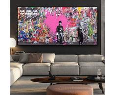 BBINGY Poster Impression Toile Peinture sur toile abstraite Posters et impressions Graffiti Street Pop Art Image de mur pour le décor de salon,70x140cm