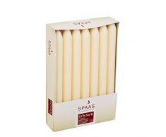 Spaas Lot de 14 Bougies Coniques 21/220 mm ± 8 Heures Non parfumées Ivoire Cire de Paraffine 21 mm x H