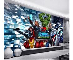 Papier peint comique Bar de la salle de jeu Internet Cafe Décoration murale Papier peint 3D Cartoon Cartoon Avengers Fresco,150x100cm