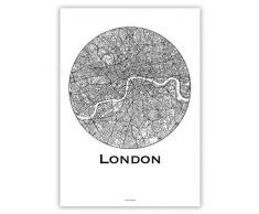 Affiche Londres Angleterre Minimalist Map - City Map, Poster de Londres, London, Plan de ville, Impression dArt, Création originale handmade