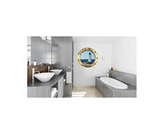 Stickers trompe l'oeil hublot Le phare - L 30cm x H 30cm