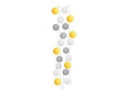 Sema 98820 Guirlande Electrique Boules Tissu Jaune, Blanc et Gris x20 Boîte PVC, Texture