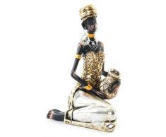 AVENUELAFAYETTE Statuette Figurine Femme Africaine avec Pot - 20 cm