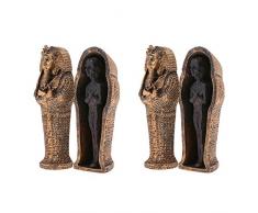 FITYLE 2pcs Statuette Momie Noir Egyptienne Cercueil Résine Art Décor Collection Miniature