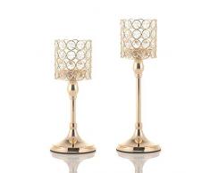 VINCIGANT Bougeoir en Cristal dor réglé pour Le Centre de Table de célébration danniversaire de décoration de Bureau de Cadeau de Mariage,25cm&30cm