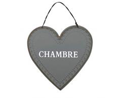 chemin_de_campagne Plaque de Porte Chambre Fer Style Ancien Gris Cœur 13 cm
