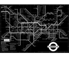 RevendicArt Affiche/Poster Plan du métro Londres - N&B - 40x30 cms