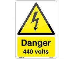 Panneau danger 440 V Sticker Autocollant en Vinyle, A6 105 x 148mm