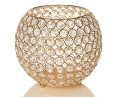 VINCIGANT Bougeoir Noel Cristal Porte Bougie Or Moderne Rond -pour Decoration Centre de Table Mariage Vase Design Cadeau danniversaire(20 cm de Diamètre,Doré)