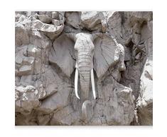 murando – Papier peint intissé 400x280 cm – Trompe l oeil – Tableaux muraux déco XXL – éléphant pierre g-B-0007-a-d