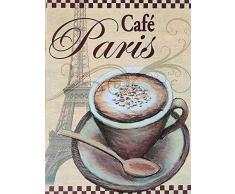Forry Cafe Paris Métal Mur Affiche Vintage Plaque Étain Signe Rétro Décorer Artisanat pour Café Bar Garage Salon Chambre
