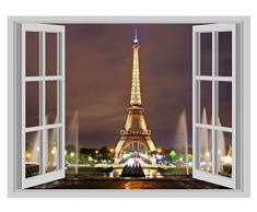 Paris Night Eiffel Tower Fenêtre Poster 3D Autocollant Decal Mural by Inspired Walls®