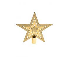 Clever Creations - Étoile pour Sapin de Noël - Plate/5 Branches - Plastique Sombre/résistant aux Chocs - Brillant/pailleté - pour Toute décoration de fête - doré - 20,3 cm