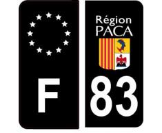 SAFIRMES 4 Autocollants Stickers Auto Plaque dimmatriculation 83 Black Edition